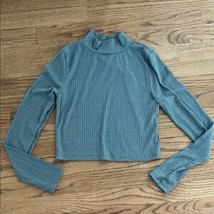 Altar’D Sate grey Blue Ribbed Long Sleeve Top